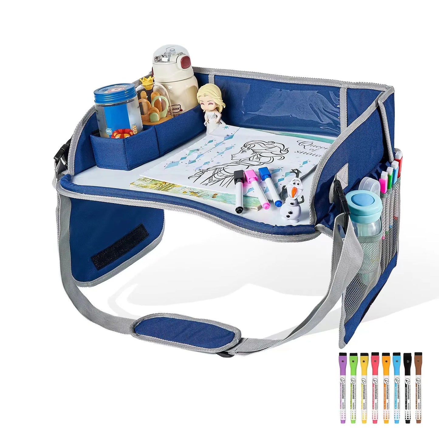 Car Seat Travel Tray Safety Seat Play Table Organizer Storage Snacks Toys Cup Holder Waterproof For Baby Children Kids Stroller