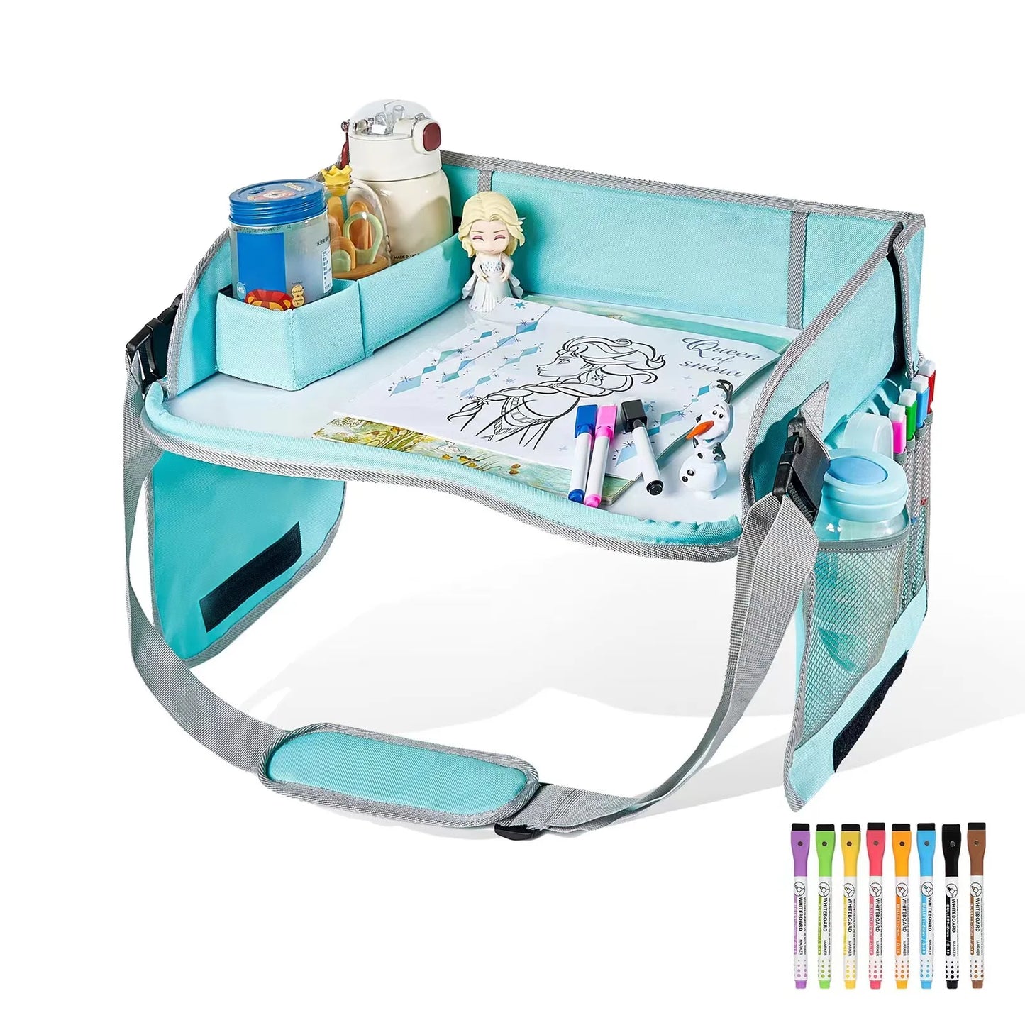Car Seat Travel Tray Safety Seat Play Table Organizer Storage Snacks Toys Cup Holder Waterproof For Baby Children Kids Stroller